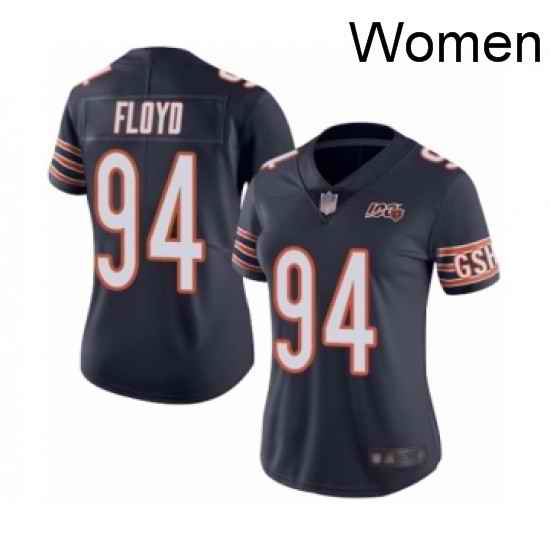Womens Chicago Bears 94 Leonard Floyd Navy Blue Team Color 100th Season Limited Football Jersey